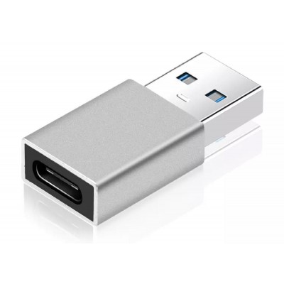 POWERTECH αντάπτορας USB 3.0 αρσενικό σε USB-C θηλυκό PTH-063, ασημί POWERTECH αντάπτορας USB 3.0 αρσενικό σε USB-C θηλυκό PTH-063, ασημί