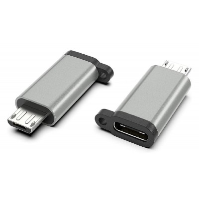 POWERTECH αντάπτορας Micro USB αρσενικό σε USB-C θηλυκό PTH-065, ασημί POWERTECH αντάπτορας Micro USB αρσενικό σε USB-C θηλυκό PTH-065, ασημί