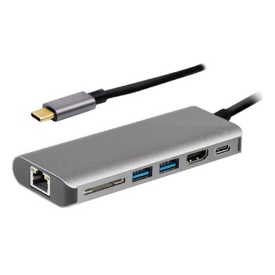 POWERTECH docking station PTH-069, 2x USB/HDMI/RJ45/USB-C PD/SD, γκρι POWERTECH docking station PTH-069, 2x USB/HDMI/RJ45/USB-C PD/SD, γκρι