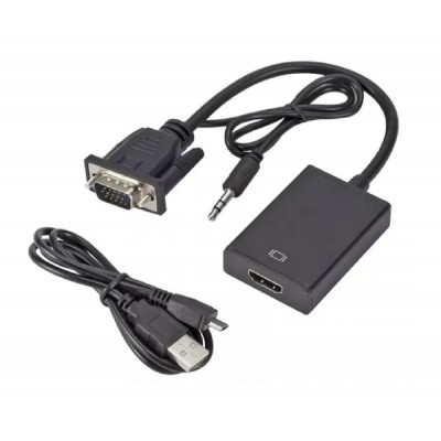 POWERTECH αντάπτορας HDMI σε VGA & 3.5mm PTH-078, μαύρος POWERTECH αντάπτορας HDMI σε VGA & 3.5mm PTH-078, μαύρος