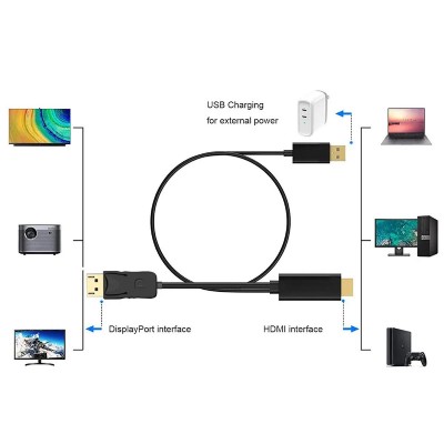 POWERTECH καλώδιο DisplayPort σε HDMI PTH-104, USB, 4K, 1.8m, μαύρο POWERTECH καλώδιο DisplayPort σε HDMI PTH-104, USB, 4K, 1.8m, μαύρο