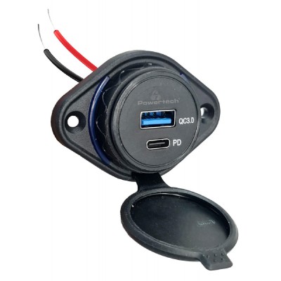 POWERTECH πρίζα USB για σκάφη & οχήματα PTL-007, USB & USB-C, 36W, IP65 POWERTECH πρίζα USB για σκάφη & οχήματα PTL-007, USB & USB-C, 36W, IP65
