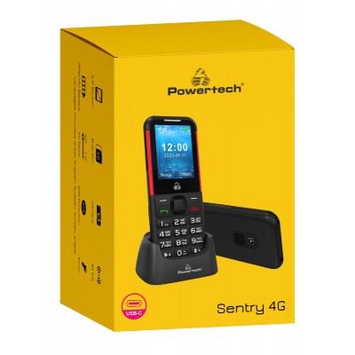 POWERTECH κινητό τηλέφωνο Sentry 4G PTM-33, SOS Call, με φακό, μαύρο POWERTECH κινητό τηλέφωνο Sentry 4G PTM-33, SOS Call, με φακό, μαύρο