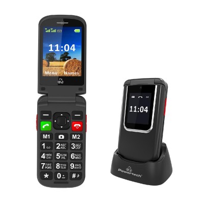 POWERTECH κινητό τηλέφωνο Sentry 4G Flip, 2.8/1.77", dual SIM, πλήκτρο SOS, μαύρο POWERTECH κινητό τηλέφωνο Sentry 4G Flip, 2.8/1.77", dual SIM, πλήκτρο SOS, μαύρο