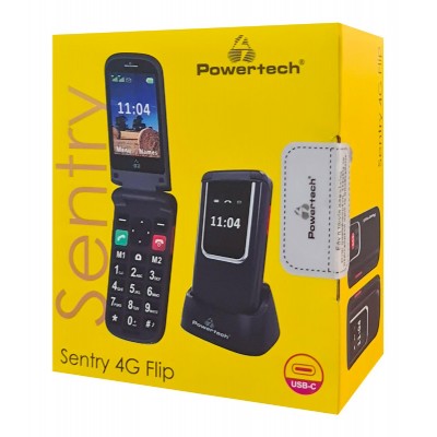 POWERTECH κινητό τηλέφωνο Sentry 4G Flip, 2.8/1.77", dual SIM, πλήκτρο SOS, μαύρο POWERTECH κινητό τηλέφωνο Sentry 4G Flip, 2.8/1.77", dual SIM, πλήκτρο SOS, μαύρο