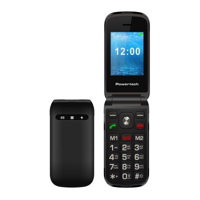 POWERTECH κινητό τηλέφωνο Milly Flip, 2.4", dual SIM, πλήκτρο SOS, μαύρο POWERTECH κινητό τηλέφωνο Milly Flip, 2.4", dual SIM, πλήκτρο SOS, μαύρο