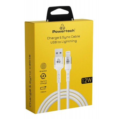 POWERTECH καλώδιο USB σε Lightning PTR-0126, 12W 2.4A, copper, 1m, λευκό POWERTECH καλώδιο USB σε Lightning PTR-0126, 12W 2.4A, copper, 1m, λευκό