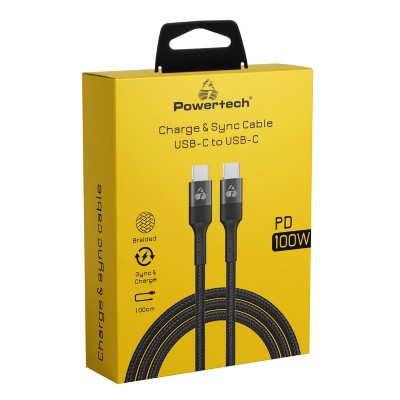 POWERTECH καλώδιο USB-C PTR-0132, PD 100W, copper, 1m, μαύρο POWERTECH καλώδιο USB-C PTR-0132, PD 100W, copper, 1m, μαύρο