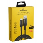 POWERTECH καλώδιο USB σε USB-C PTR-0134 PD 60W, 5Gbps, copper, 1m, μαύρο POWERTECH καλώδιο USB σε USB-C PTR-0134 PD 60W, 5Gbps, copper, 1m, μαύρο