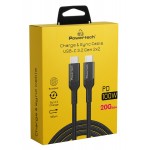 POWERTECH καλώδιο USB-C PTR-0136, PD 100W, 20Gbps, copper, 1m, μαύρο POWERTECH καλώδιο USB-C PTR-0136, PD 100W, 20Gbps, copper, 1m, μαύρο