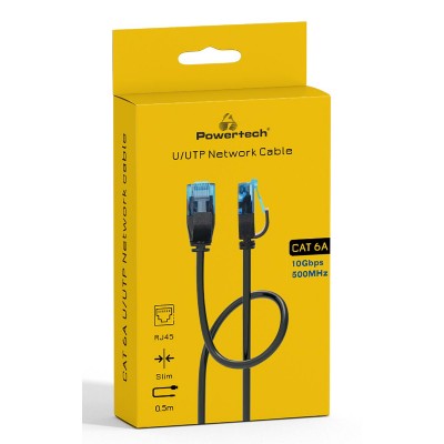 POWERTECH καλώδιο δικτύου PTR-0141, Cat 6a U/UTP, copper, 0.5m, μαύρο POWERTECH καλώδιο δικτύου PTR-0141, Cat 6a U/UTP, copper, 0.5m, μαύρο