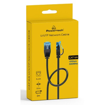 POWERTECH καλώδιο δικτύου PTR-0144, Cat 6a U/UTP, copper, 3m, μαύρο POWERTECH καλώδιο δικτύου PTR-0144, Cat 6a U/UTP, copper, 3m, μαύρο