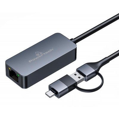 POWERTECH αντάπτορας δικτύου PTR-0149, USB & USB-C, 1000 Mbps, γκρι POWERTECH αντάπτορας δικτύου PTR-0149, USB & USB-C, 1000 Mbps, γκρι