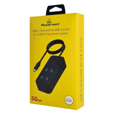 POWERTECH USB 3.2 hub PTR-0156 4x θυρών, 5Gbps, USB-C σύνδεση, 1m, μαύρο POWERTECH USB 3.2 hub PTR-0156 4x θυρών, 5Gbps, USB-C σύνδεση, 1m, μαύρο