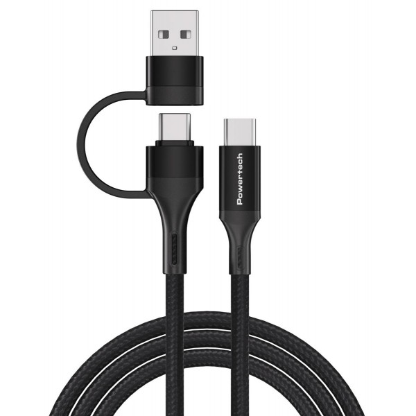 POWERTECH καλώδιο USB & USB-C σε USB-C PTR-0158, PD 60W, copper, 1.5m, μαύρο POWERTECH καλώδιο USB & USB-C σε USB-C PTR-0158, PD 60W, copper, 1.5m, μαύρο