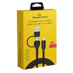 POWERTECH καλώδιο USB & USB-C σε USB-C PTR-0158, PD 60W, copper, 1.5m, μαύρο POWERTECH καλώδιο USB & USB-C σε USB-C PTR-0158, PD 60W, copper, 1.5m, μαύρο