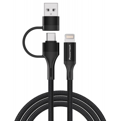 POWERTECH καλώδιο USB & USB-C σε Lightning PTR-0159, PD 27W, copper, 1.5m, μαύρο POWERTECH καλώδιο USB & USB-C σε Lightning PTR-0159, PD 27W, copper, 1.5m, μαύρο