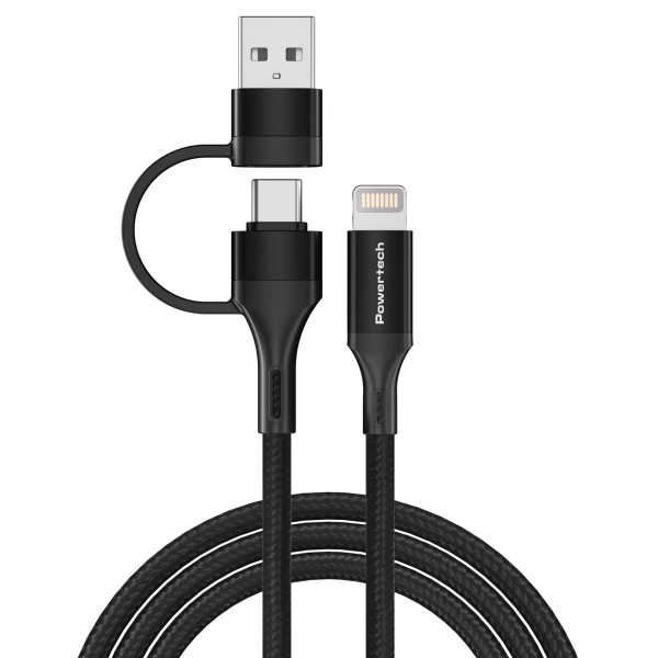 POWERTECH καλώδιο USB & USB-C σε Lightning PTR-0159, PD 27W, copper, 1.5m, μαύρο POWERTECH καλώδιο USB & USB-C σε Lightning PTR-0159, PD 27W, copper, 1.5m, μαύρο
