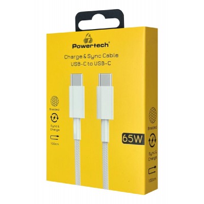 POWERTECH καλώδιο USB-C PTR-0181, 65W, 480Mbps, 1m, λευκό POWERTECH καλώδιο USB-C PTR-0181, 65W, 480Mbps, 1m, λευκό