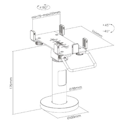 BRATECK επιτραπέζια βάση POS PTS-05, περιστρεφόμενη, universal BRATECK επιτραπέζια βάση POS PTS-05, περιστρεφόμενη, universal