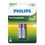 PHILIPS επαναφορτιζόμενη μπαταρία R03B2A80 800mAh, AAA HR03 Micro, 2τμχ