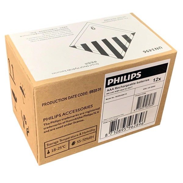 PHILIPS επαναφορτιζόμενη μπαταρία R03B2A80 800mAh, AAA HR03 Micro, 2τμχ