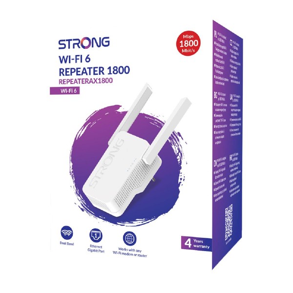 STRONG WiFi Extender REPEATERAX1800, WiFi 6, 1800Mbps STRONG WiFi Extender REPEATERAX1800, WiFi 6, 1800Mbps