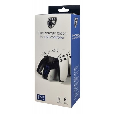 ROAR βάση φόρτισης gamepad RR-0020 για 2x PS5 DualSense, λευκή ROAR βάση φόρτισης gamepad RR-0020 για 2x PS5 DualSense, λευκή