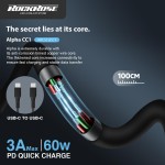 ROCKROSE καλώδιο USB-C Alpha CC1, 3A 60W, 1m, μαύρο ROCKROSE καλώδιο USB-C Alpha CC1, 3A 60W, 1m, μαύρο