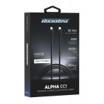 ROCKROSE καλώδιο USB-C Alpha CC1, 3A 60W, 1m, μαύρο ROCKROSE καλώδιο USB-C Alpha CC1, 3A 60W, 1m, μαύρο