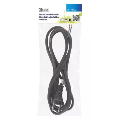 EMOS καλώδιο τροφοδοσίας S03030, 2x 1.0mm², 3m, μαύρο EMOS καλώδιο τροφοδοσίας S03030, 2x 1.0mm², 3m, μαύρο
