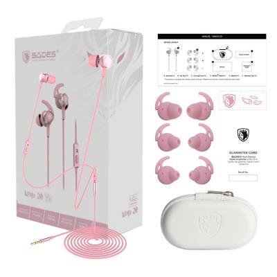 SADES gaming earphones Wings 20, 12mm, 3.5mm, 1.2m, ροζ SADES gaming earphones Wings 20, 12mm, 3.5mm, 1.2m, ροζ