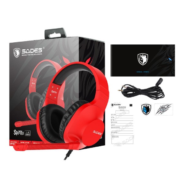 SADES Gaming Headset Spirits SA-721, multiplatform, 3.5mm, κόκκινο