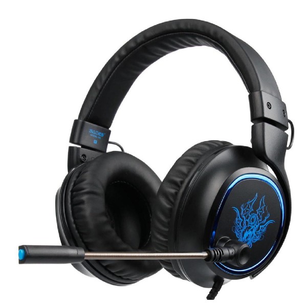 SADES gaming headset SA-R6, USB, 50mm, 7.1CH, LED, μαύρο