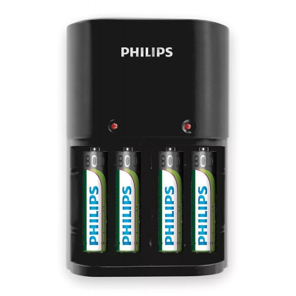 PHILIPS φορτιστής μπαταριών AA & AΑΑ NiMH SCB1450NB με 4x AAA, μαύρος