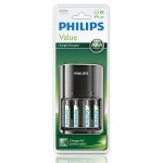 PHILIPS φορτιστής μπαταριών AA & AΑΑ NiMH SCB1450NB με 4x AAA, μαύρος