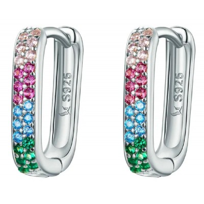 BAMOER σκουλαρίκια κρίκοι SCE1218, κυβική ζιρκόνια, ασήμι 925, ασημί BAMOER σκουλαρίκια κρίκοι SCE1218, κυβική ζιρκόνια, ασήμι 925, ασημί