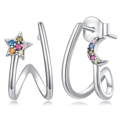 BAMOER σκουλαρίκια διπλοί κρίκοι SCE1480, κυβική ζιρκόνια, ασήμι 925 BAMOER σκουλαρίκια διπλοί κρίκοι SCE1480, κυβική ζιρκόνια, ασήμι 925