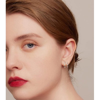 BAMOER σκουλαρίκια διπλοί κρίκοι SCE1480, κυβική ζιρκόνια, ασήμι 925 BAMOER σκουλαρίκια διπλοί κρίκοι SCE1480, κυβική ζιρκόνια, ασήμι 925