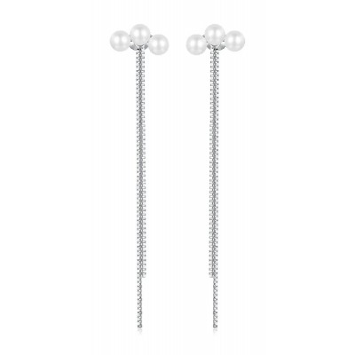BAMOER σκουλαρίκια καρφωτά SCE1777 με πέρλες & αλυσίδα, ασήμι 925, ασημί BAMOER σκουλαρίκια καρφωτά SCE1777 με πέρλες & αλυσίδα, ασήμι 925, ασημί