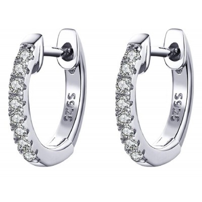 BAMOER σκουλαρίκια κρίκος SCE498-A με κυβική ζιρκόνια, ασήμι 925, ασημί BAMOER σκουλαρίκια κρίκος SCE498-A με κυβική ζιρκόνια, ασήμι 925, ασημί