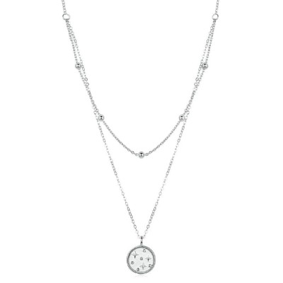 BAMOER κολιέ SCN365 δυο σειρών, ασήμι 925, ασημί BAMOER κολιέ SCN365 δυο σειρών, ασήμι 925, ασημί