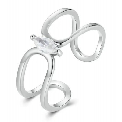 BAMOER δαχτυλίδι SCR1065-E με κυβική ζιρκόνια, ανοιγόμενο, ασήμι 925, ασημί BAMOER δαχτυλίδι SCR1065-E με κυβική ζιρκόνια, ανοιγόμενο, ασήμι 925, ασημί