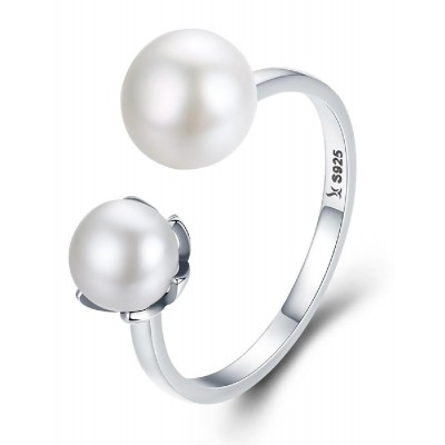 BAMOER δαχτυλίδι SCR192 με λευκές πέρλες, ανοιγόμενο, ασήμι 925, ασημί BAMOER δαχτυλίδι SCR192 με λευκές πέρλες, ανοιγόμενο, ασήμι 925, ασημί