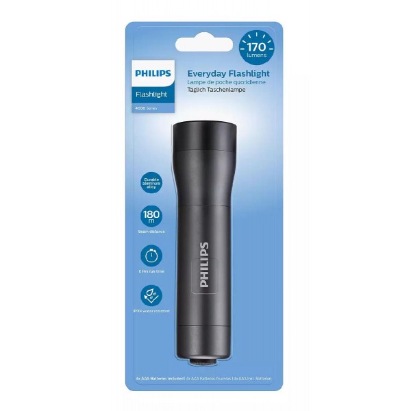 PHILIPS φορητός φακός LED SFL4001T-10, 4000 series, 170lm, μαύρος PHILIPS φορητός φακός LED SFL4001T-10, 4000 series, 170lm, μαύρος