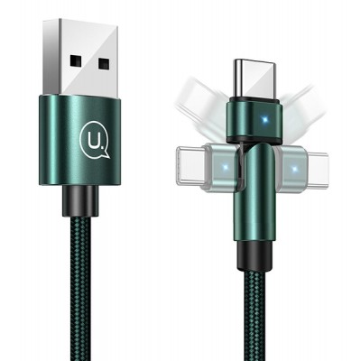 USAMS καλώδιο USB-C σε USB SJ477, περιστρεφόμενο βύσμα, 2A, 1m, πράσινο USAMS καλώδιο USB-C σε USB SJ477, περιστρεφόμενο βύσμα, 2A, 1m, πράσινο