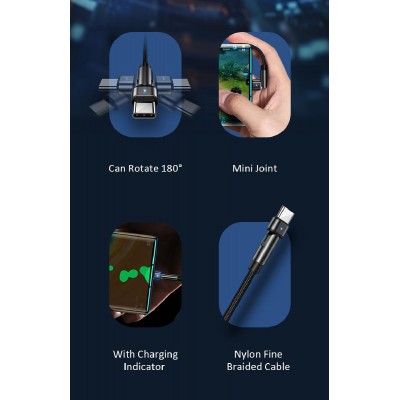 USAMS καλώδιο USB-C σε USB SJ477, περιστρεφόμενο βύσμα, 2A, 1m, πράσινο USAMS καλώδιο USB-C σε USB SJ477, περιστρεφόμενο βύσμα, 2A, 1m, πράσινο