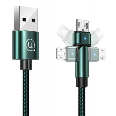 USAMS καλώδιο Micro USB σε USB SJ478, περιστρεφόμενο, 2A, 1m, πράσινο USAMS καλώδιο Micro USB σε USB SJ478, περιστρεφόμενο, 2A, 1m, πράσινο