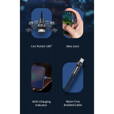 USAMS καλώδιο Micro USB σε USB SJ478, περιστρεφόμενο, 2A, 1m, πράσινο USAMS καλώδιο Micro USB σε USB SJ478, περιστρεφόμενο, 2A, 1m, πράσινο