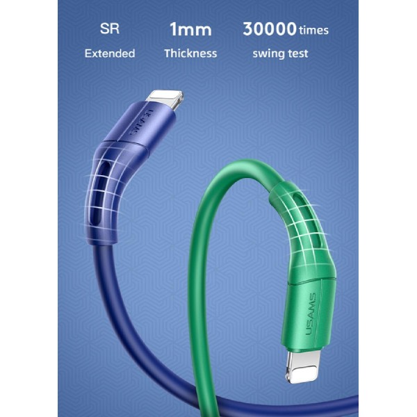 USAMS καλώδιο USB σε Lightning U68, 2A, 1m, μπλε
